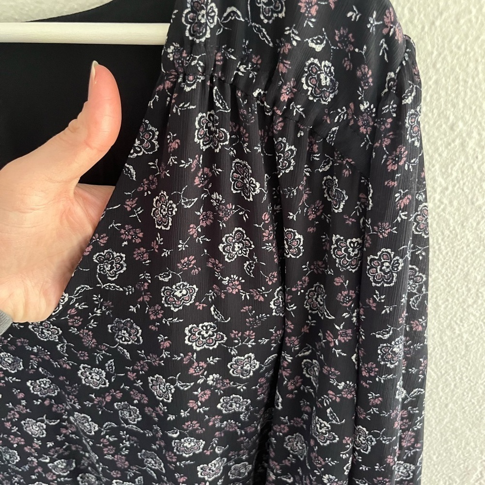 Madewell Black Floral Long Sleeve Dress - Picture 6 of 9